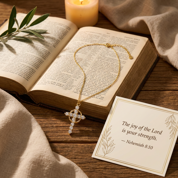 Blessed Crystal Cross Necklace