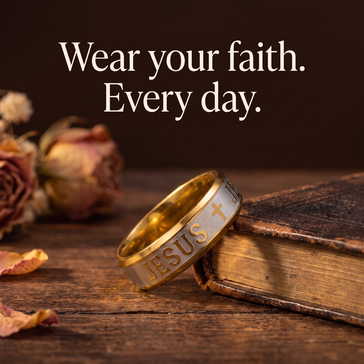 Blessed Jesus Cross Band Ring