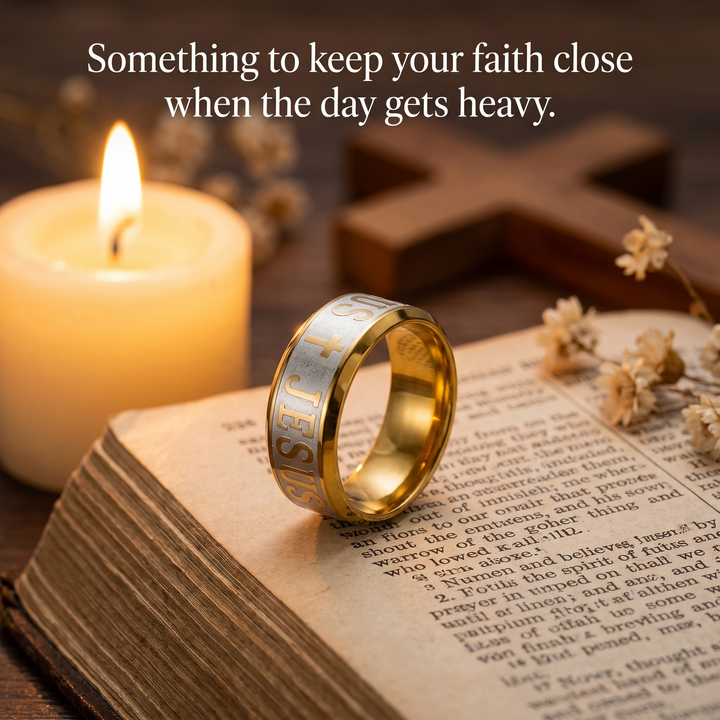 Blessed Jesus Cross Band Ring