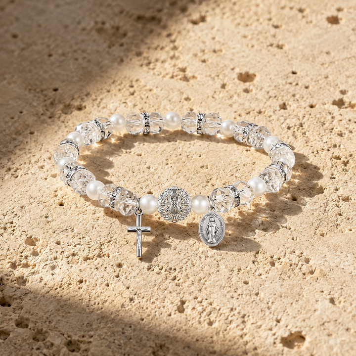 Blessed Miraculous Medal Crystal Bracelet