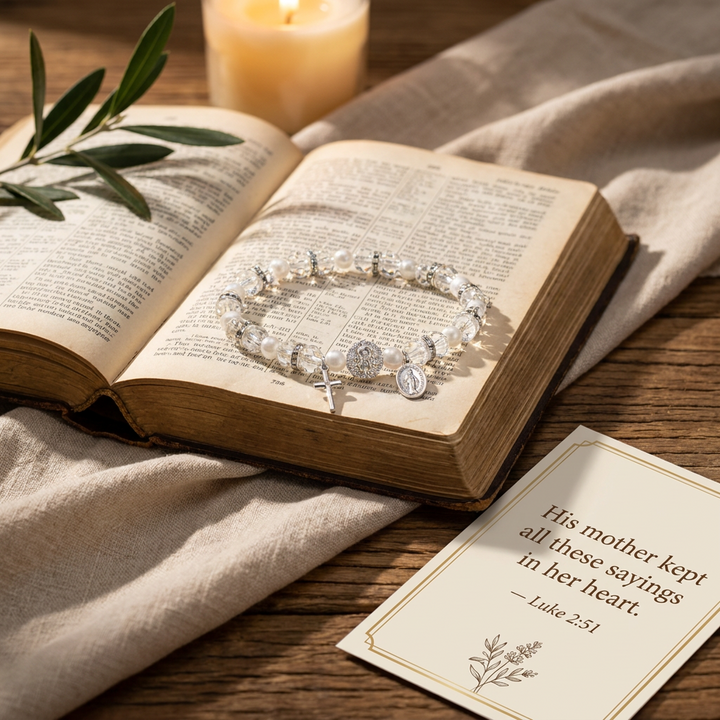 Blessed Miraculous Medal Crystal Bracelet