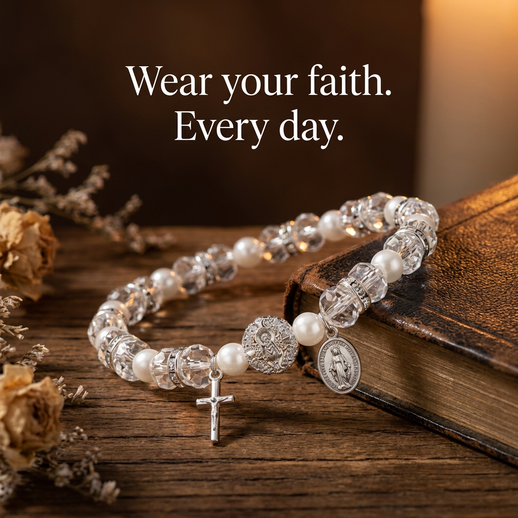 Blessed Miraculous Medal Crystal Bracelet
