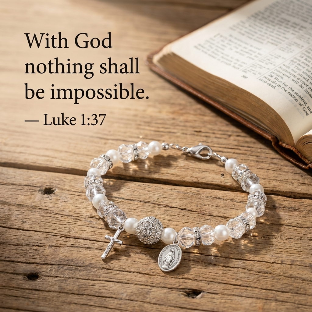 Blessed Miraculous Medal Crystal Bracelet
