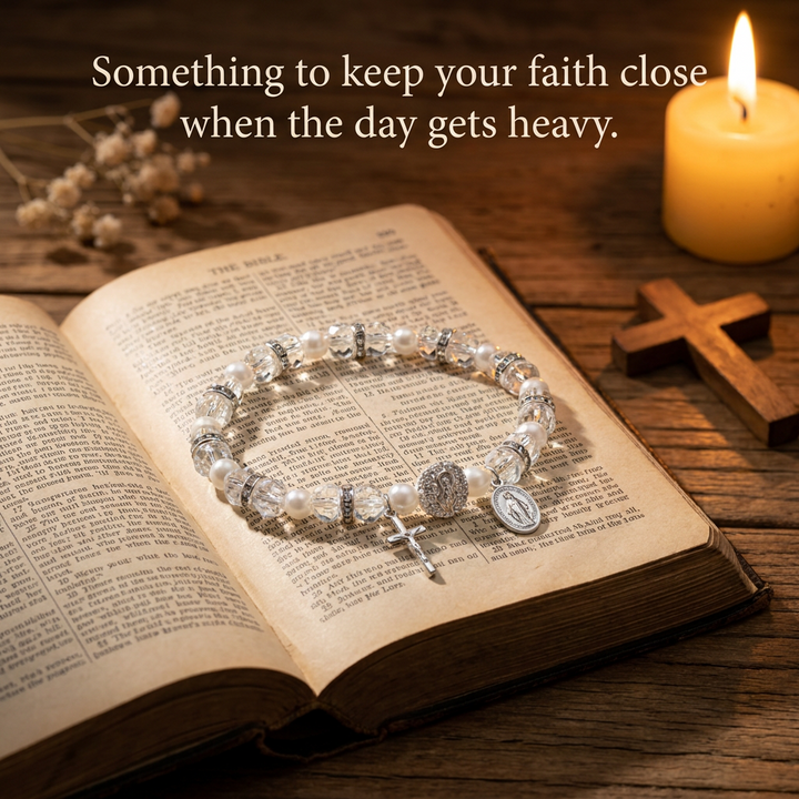 Blessed Miraculous Medal Crystal Bracelet