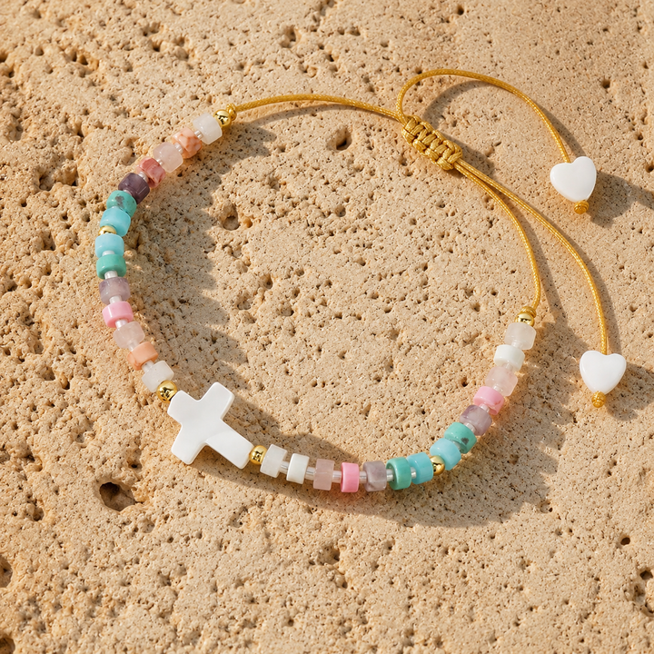 Blessed Pastel Cross Beaded Bracelet