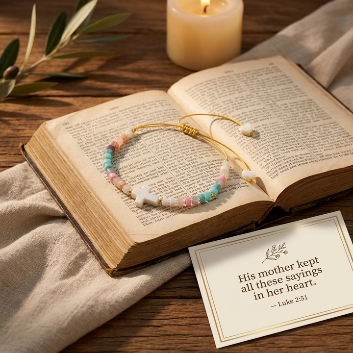 Blessed Pastel Cross Beaded Bracelet