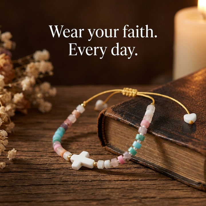 Blessed Pastel Cross Beaded Bracelet