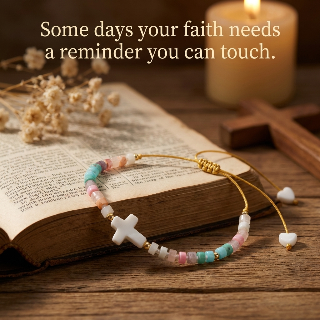 Blessed Pastel Cross Beaded Bracelet