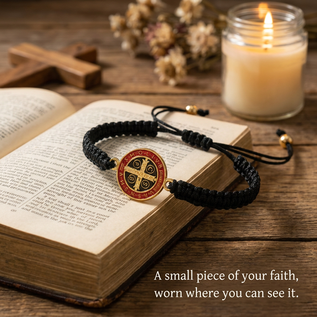 Blessed Saint Benedict Woven Bracelet