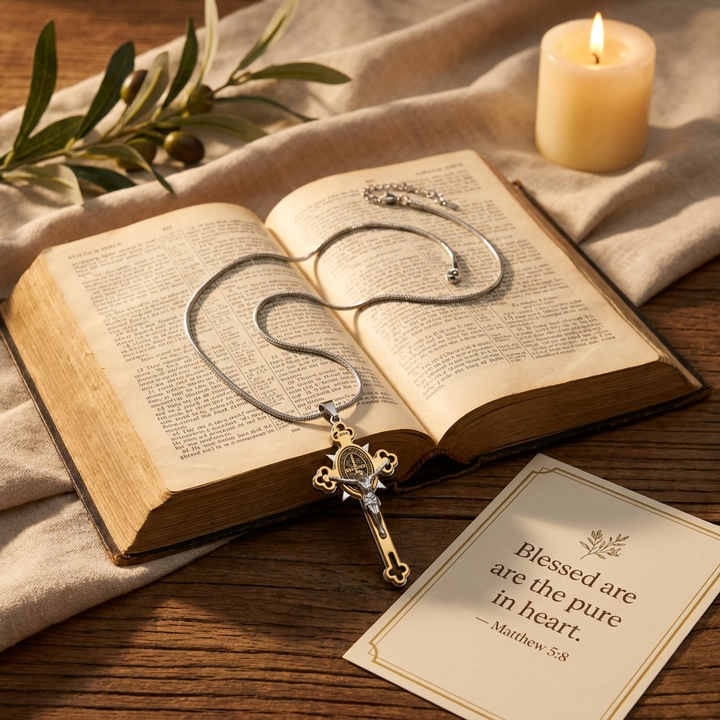 Blessed St Benedict Crucifix Necklace