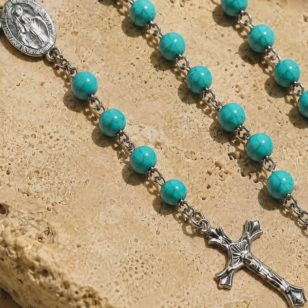 Graced Cyan Alloy Rosary