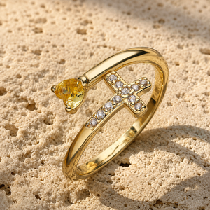 Divine Cross Birthstone Ring