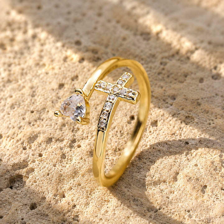 Divine Cross Birthstone Ring