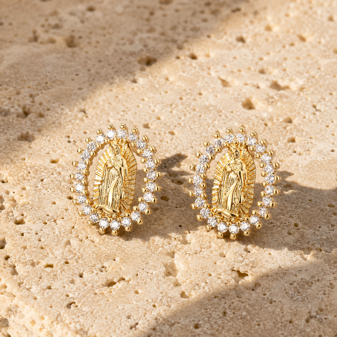 Divine Guadalupe Halo Stud Earrings
