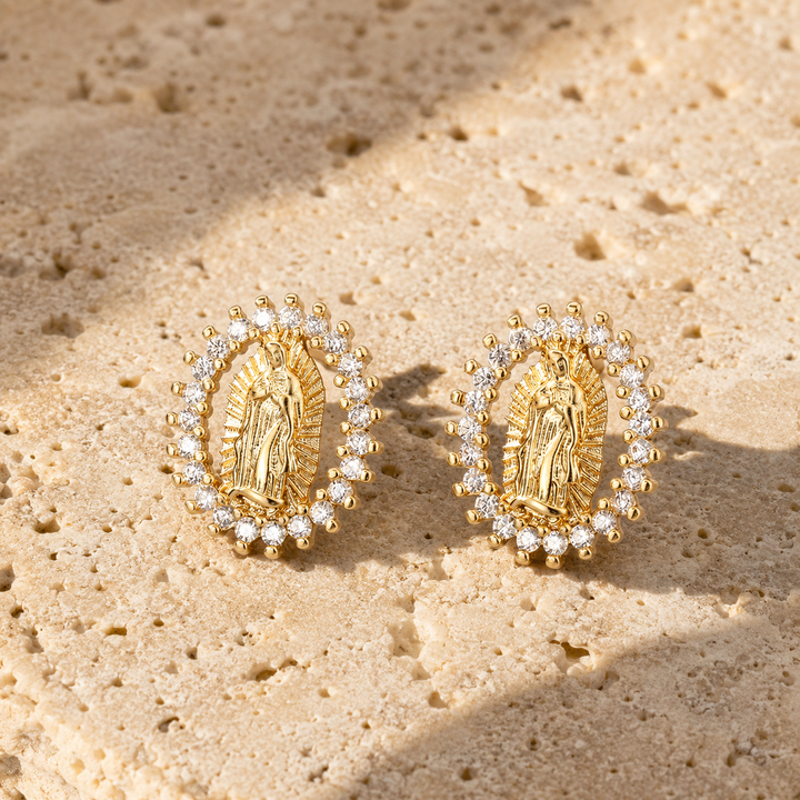 Divine Guadalupe Halo Stud Earrings