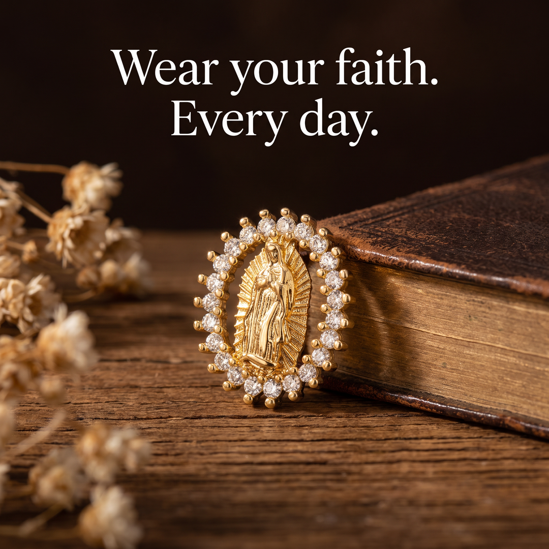 Divine Guadalupe Halo Stud Earrings