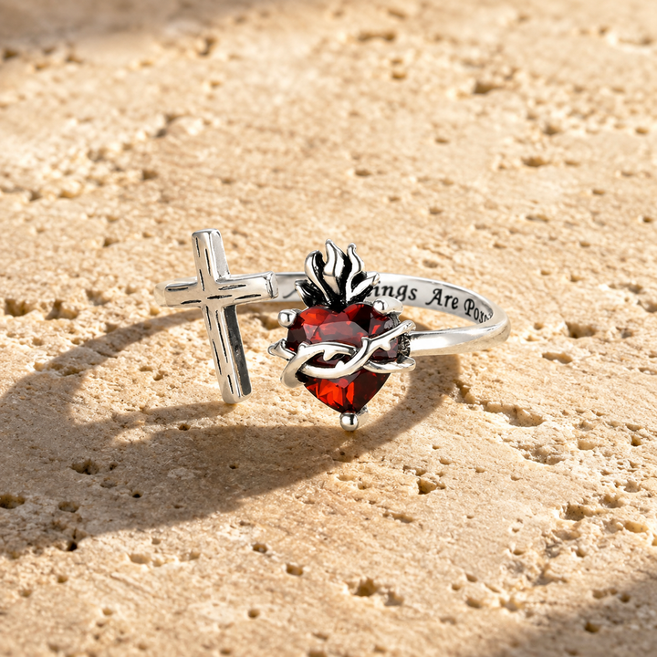 Divine Sacred Heart Cross Ring