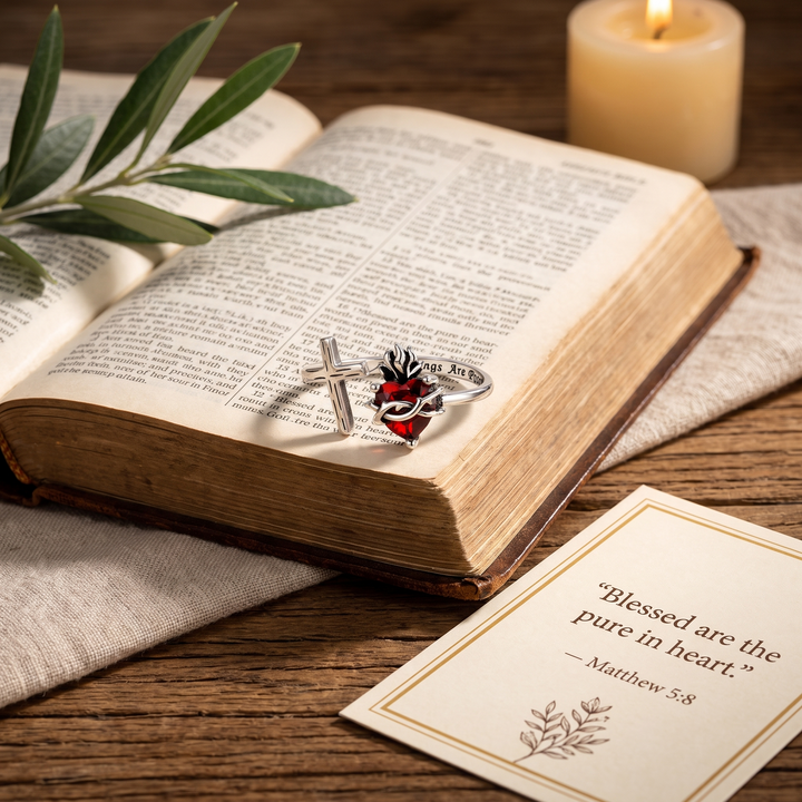 Divine Sacred Heart Cross Ring