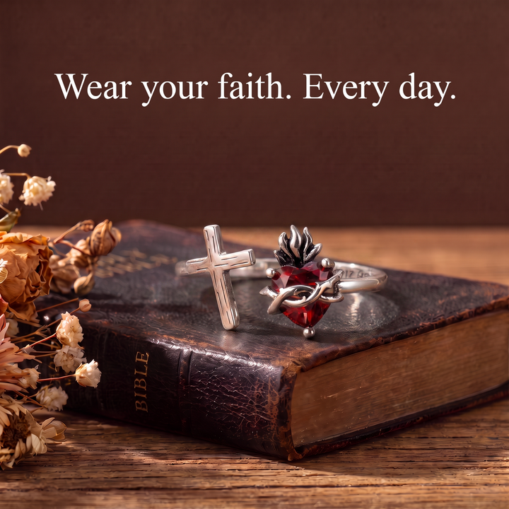 Divine Sacred Heart Cross Ring