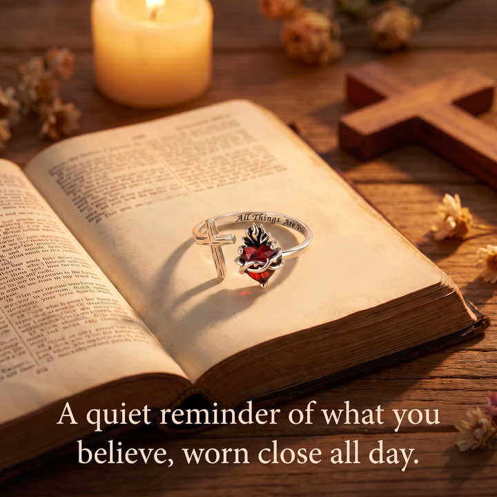 Divine Sacred Heart Cross Ring