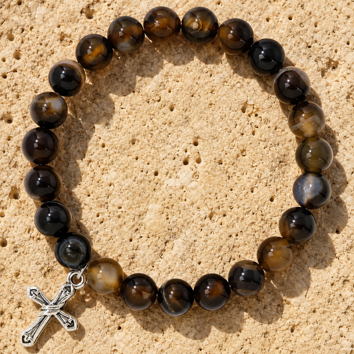 Eternal Amber Stone Cross Bracelet