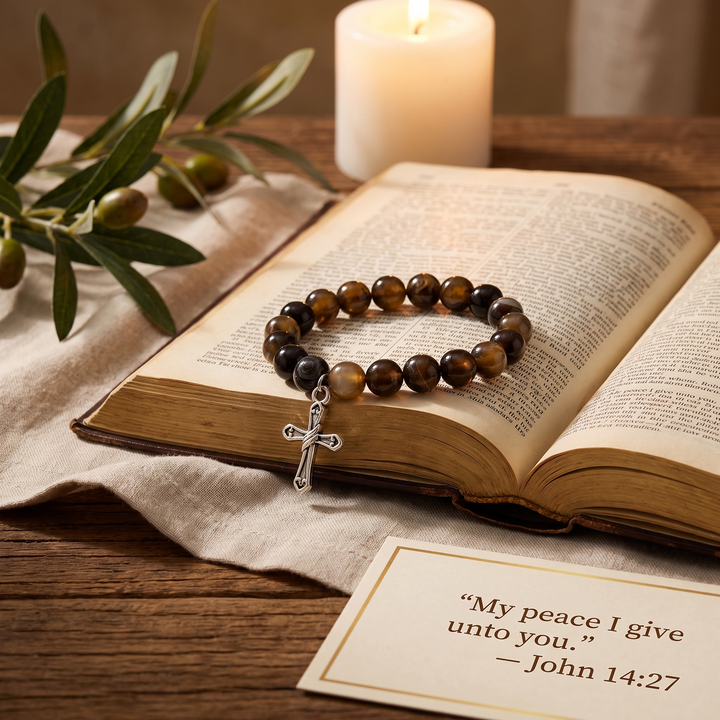 Eternal Amber Stone Cross Bracelet