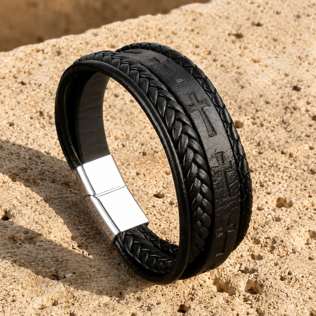 Eternal Cross Leather Bracelet
