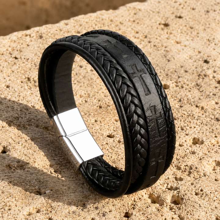 Eternal Cross Leather Bracelet