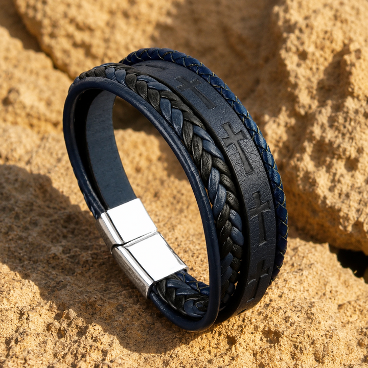Eternal Cross Leather Bracelet