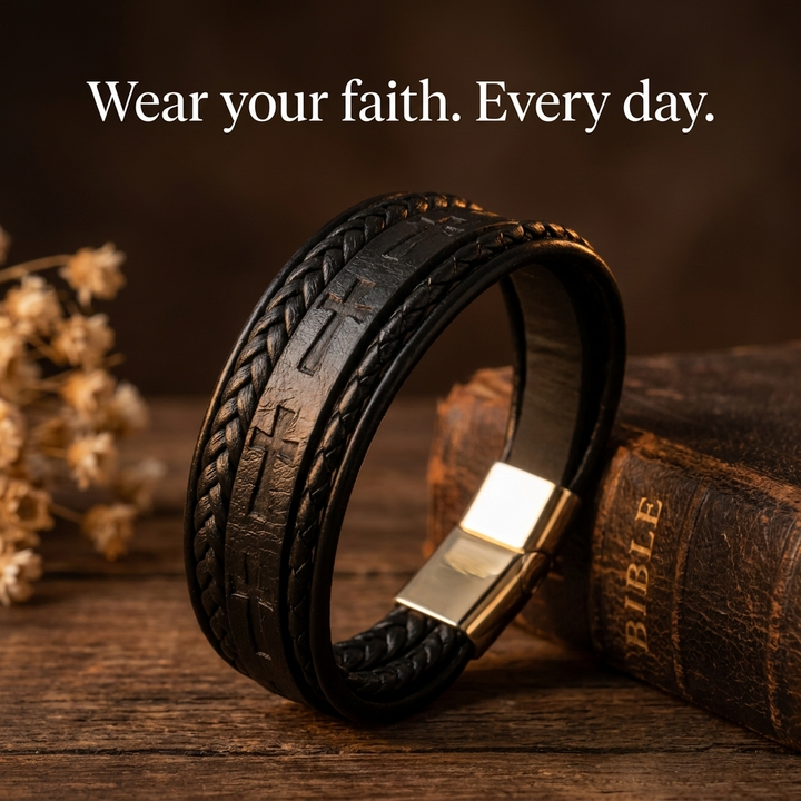 Eternal Cross Leather Bracelet