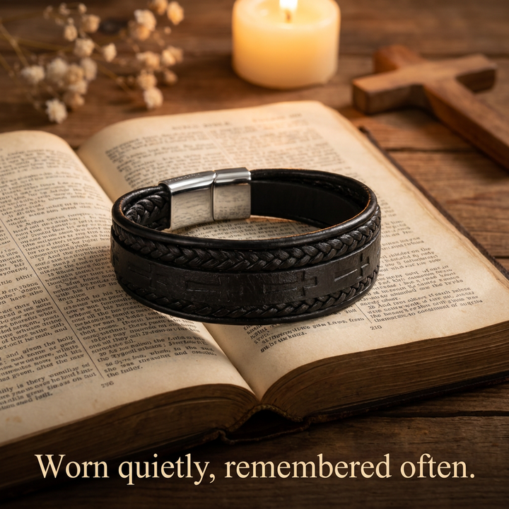 Eternal Cross Leather Bracelet