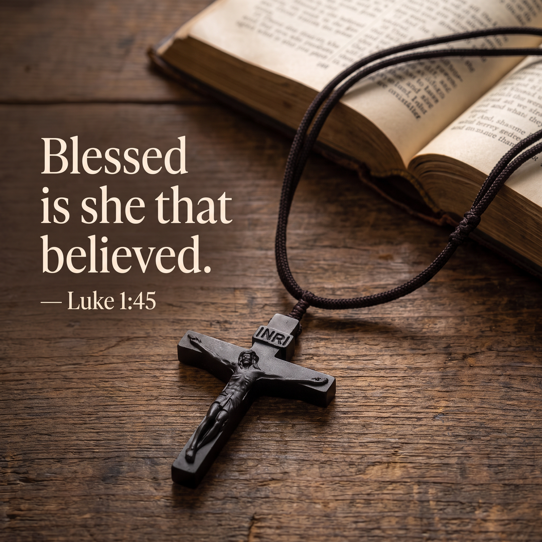 FREE TODAY: Sacred Wood Crucifix Cord Necklace