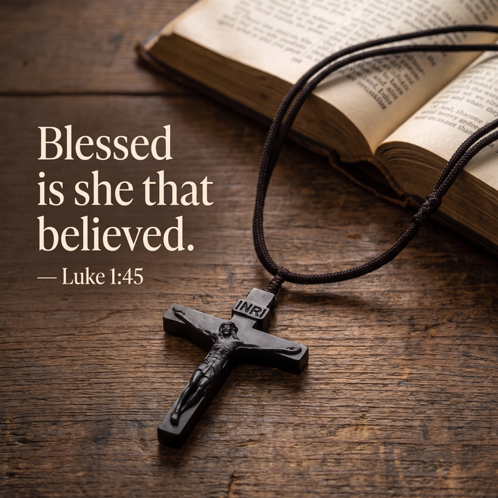 FREE TODAY: Sacred Wood Crucifix Cord Necklace