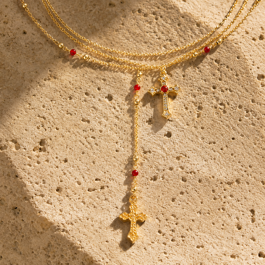 Faithful Cross Lariat Necklace
