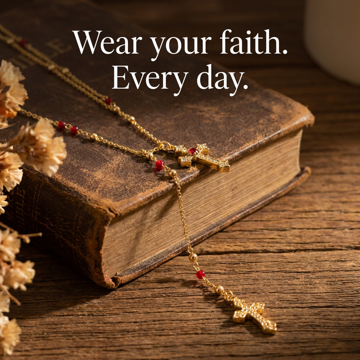 Faithful Cross Lariat Necklace