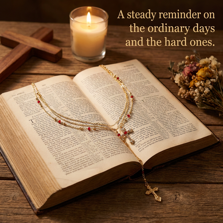 Faithful Cross Lariat Necklace