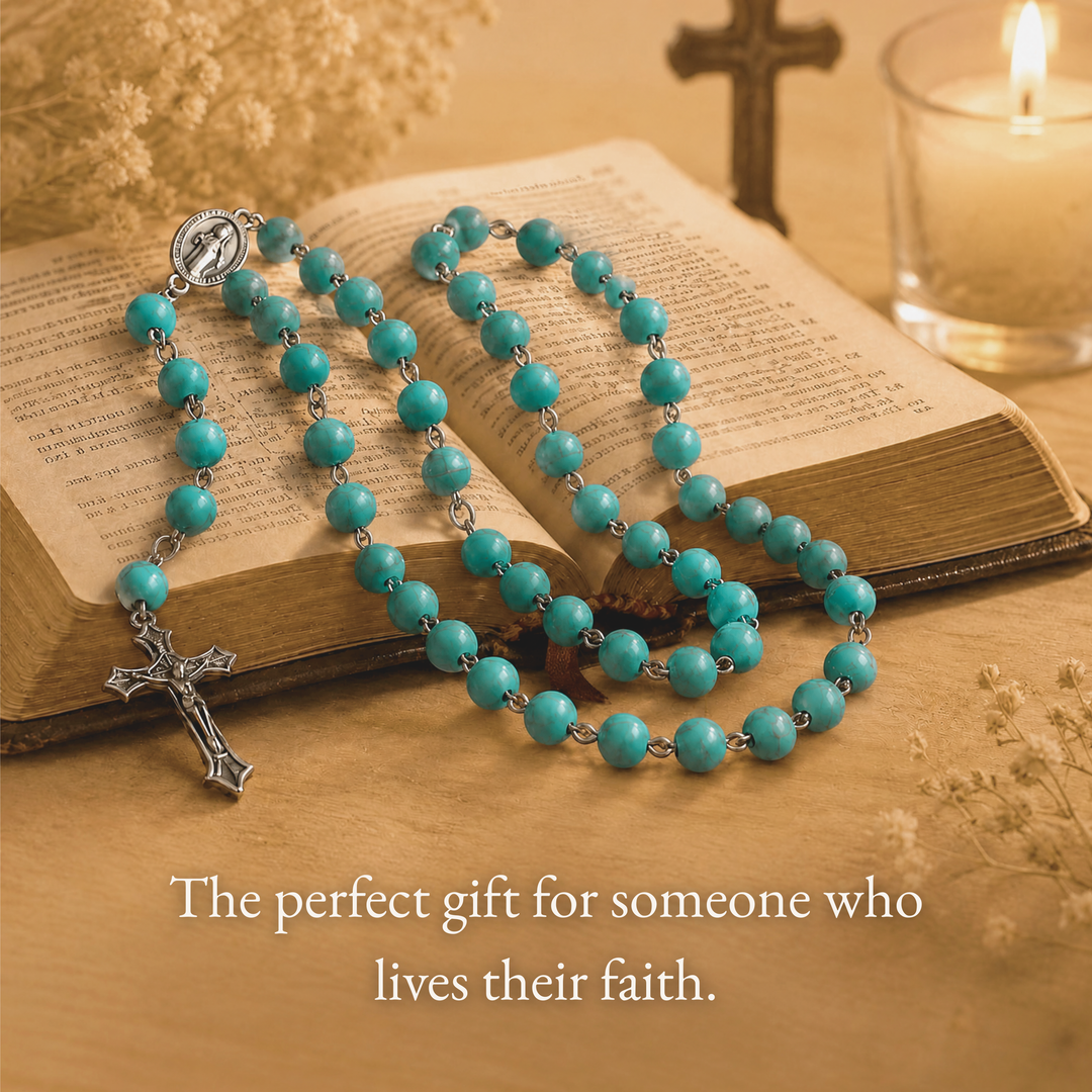 Graced Cyan Alloy Rosary