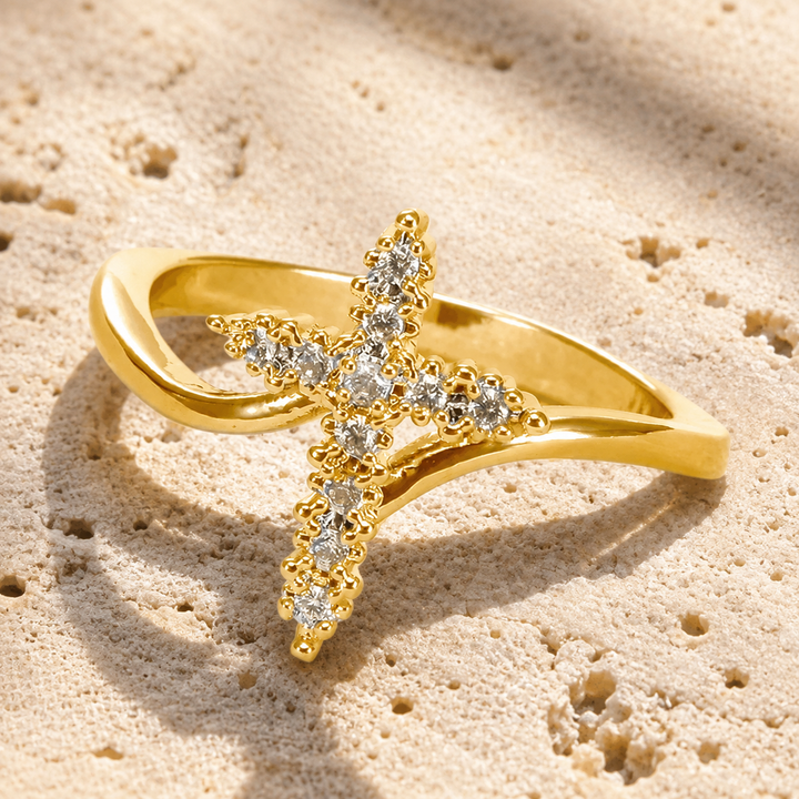 Grace Crystal Cross Ring