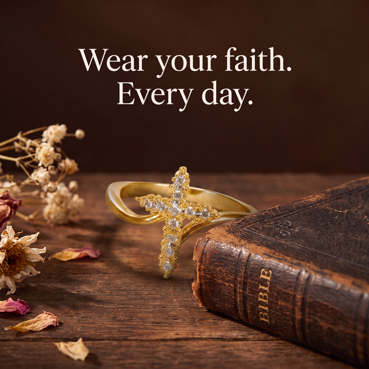 Grace Crystal Cross Ring