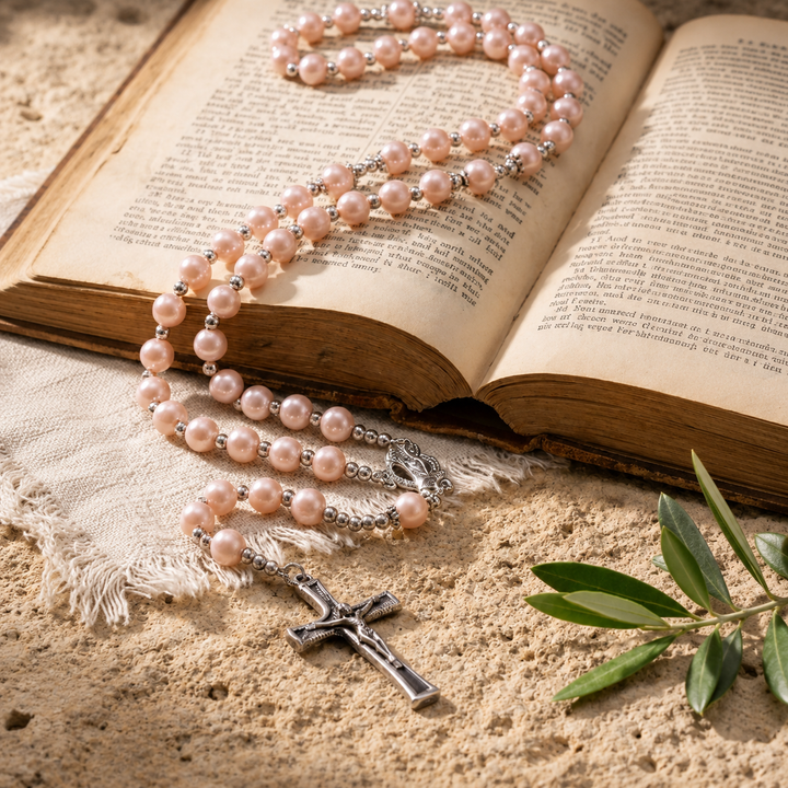 FREE TODAY: Grace Pink Pearl Rosary