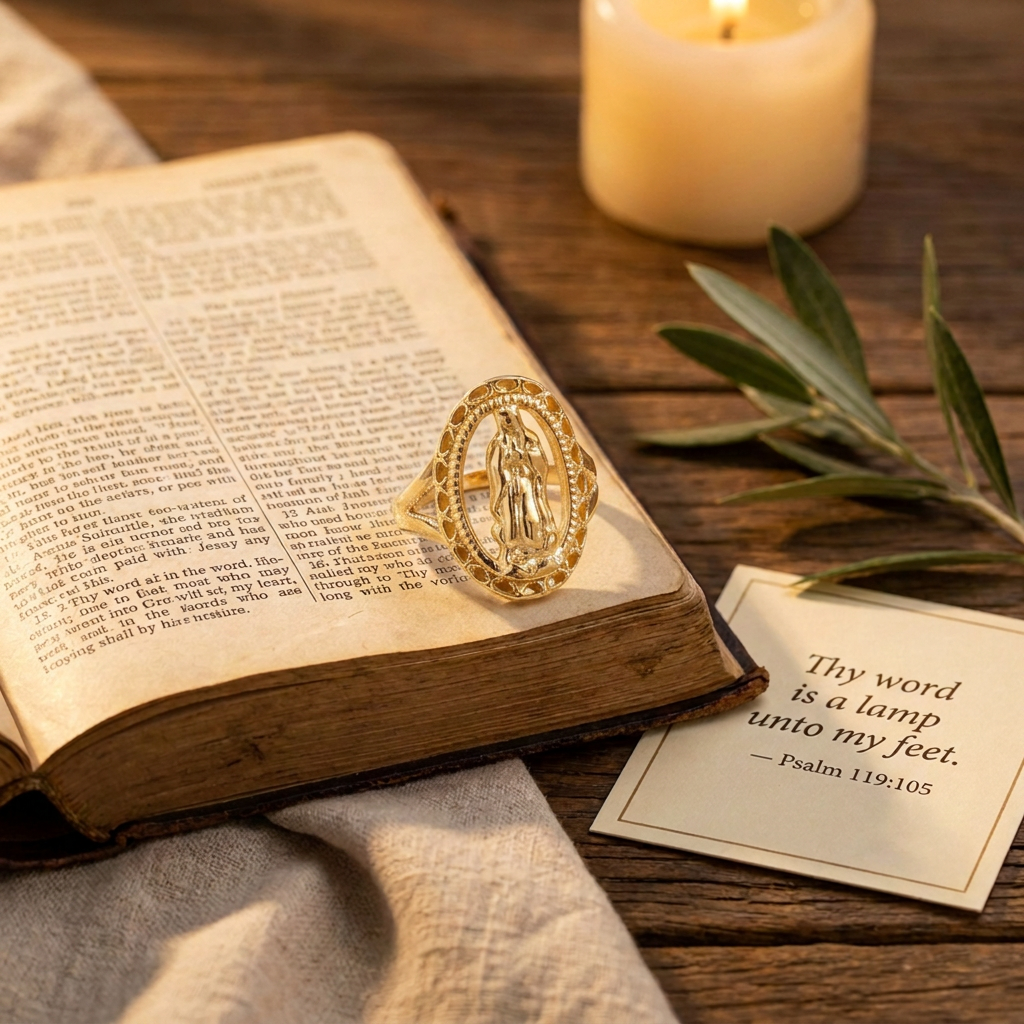 Grace Virgin Mary Oval Ring