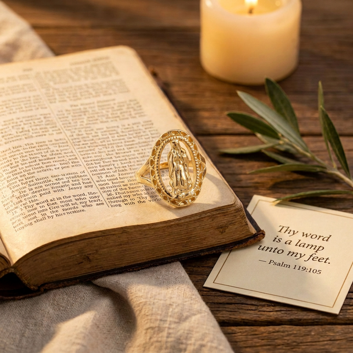 Grace Virgin Mary Oval Ring