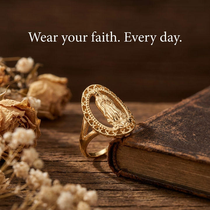 Grace Virgin Mary Oval Ring