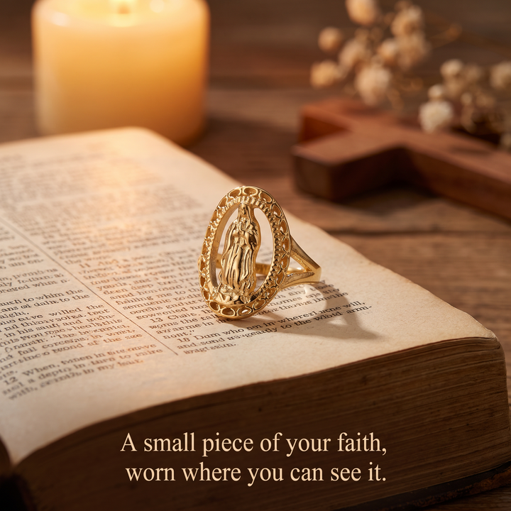 Grace Virgin Mary Oval Ring