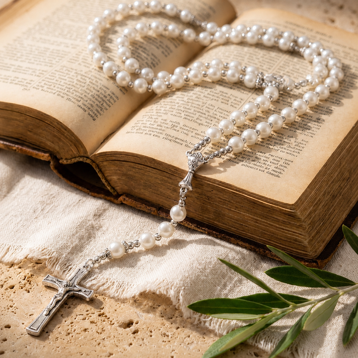 FREE TODAY: Grace White Pearl Rosary