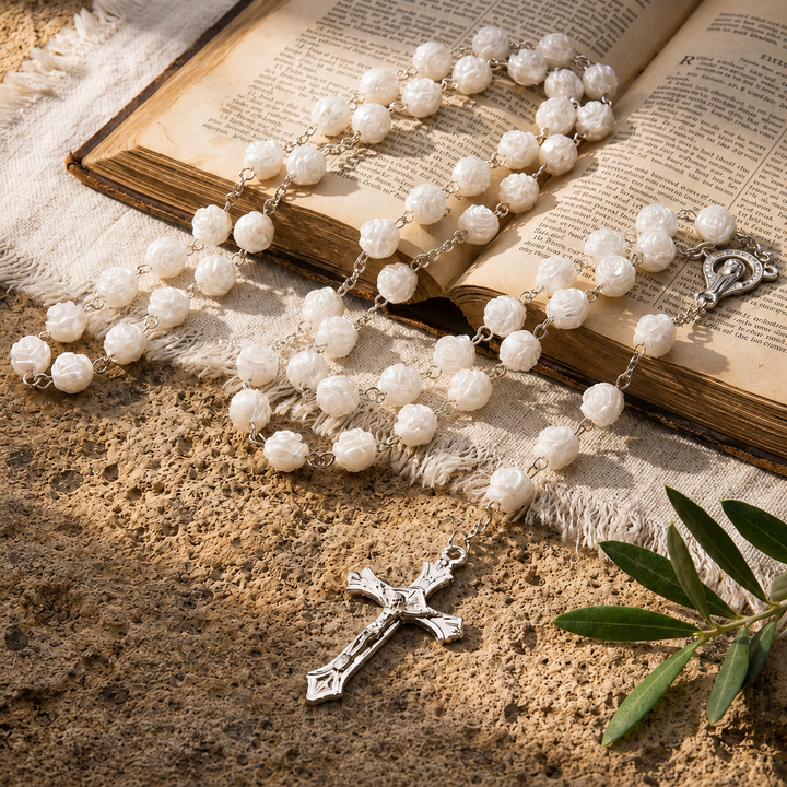 FREE TODAY: Grace White Rose Rosary