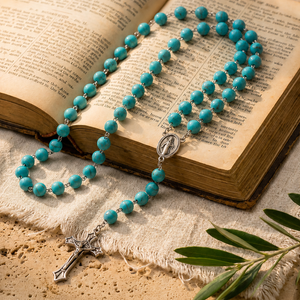 Graced Cyan Alloy Rosary