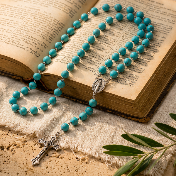 Graced Cyan Alloy Rosary