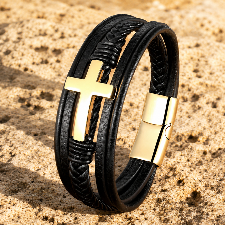 Guardian Leather Cross Bracelet