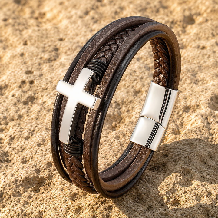 Guardian Leather Cross Bracelet